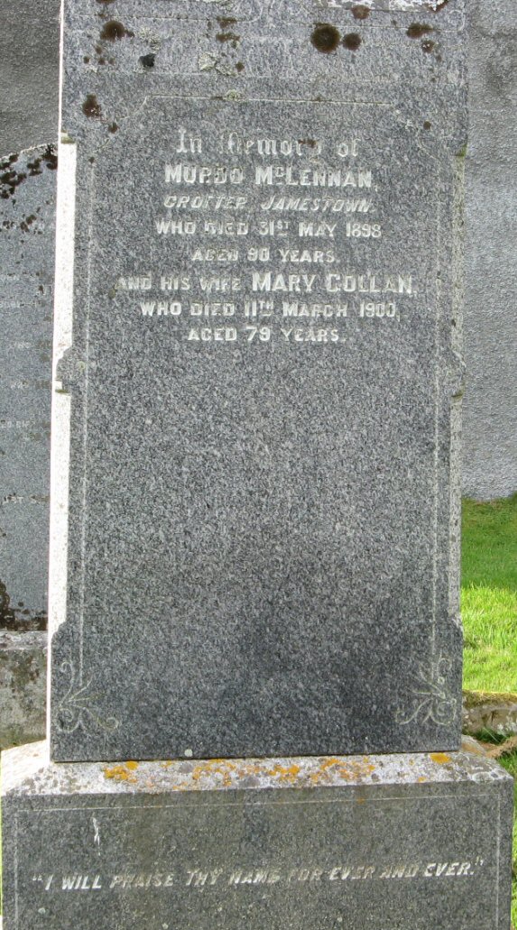 Photo of headstones/Murdo McLennan d1898 Contin hdstn